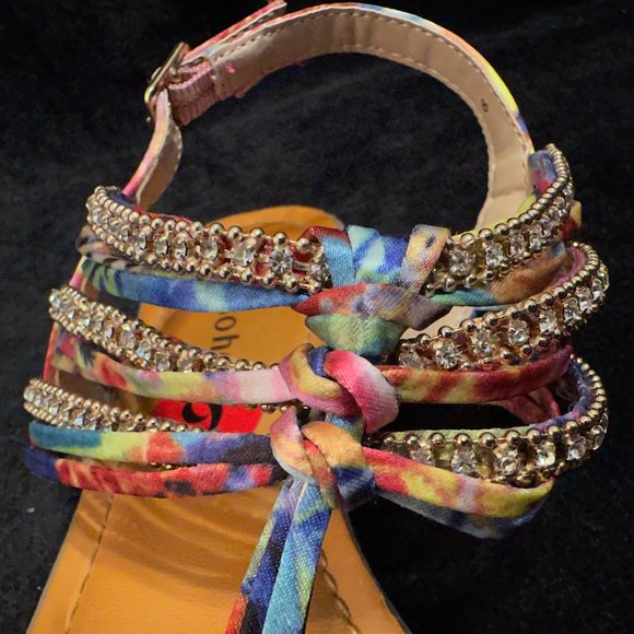 Zigi soho Colorful Fabric and Rhinestone Jewels Thong Sandals Size 6 - Picture 11 of 12